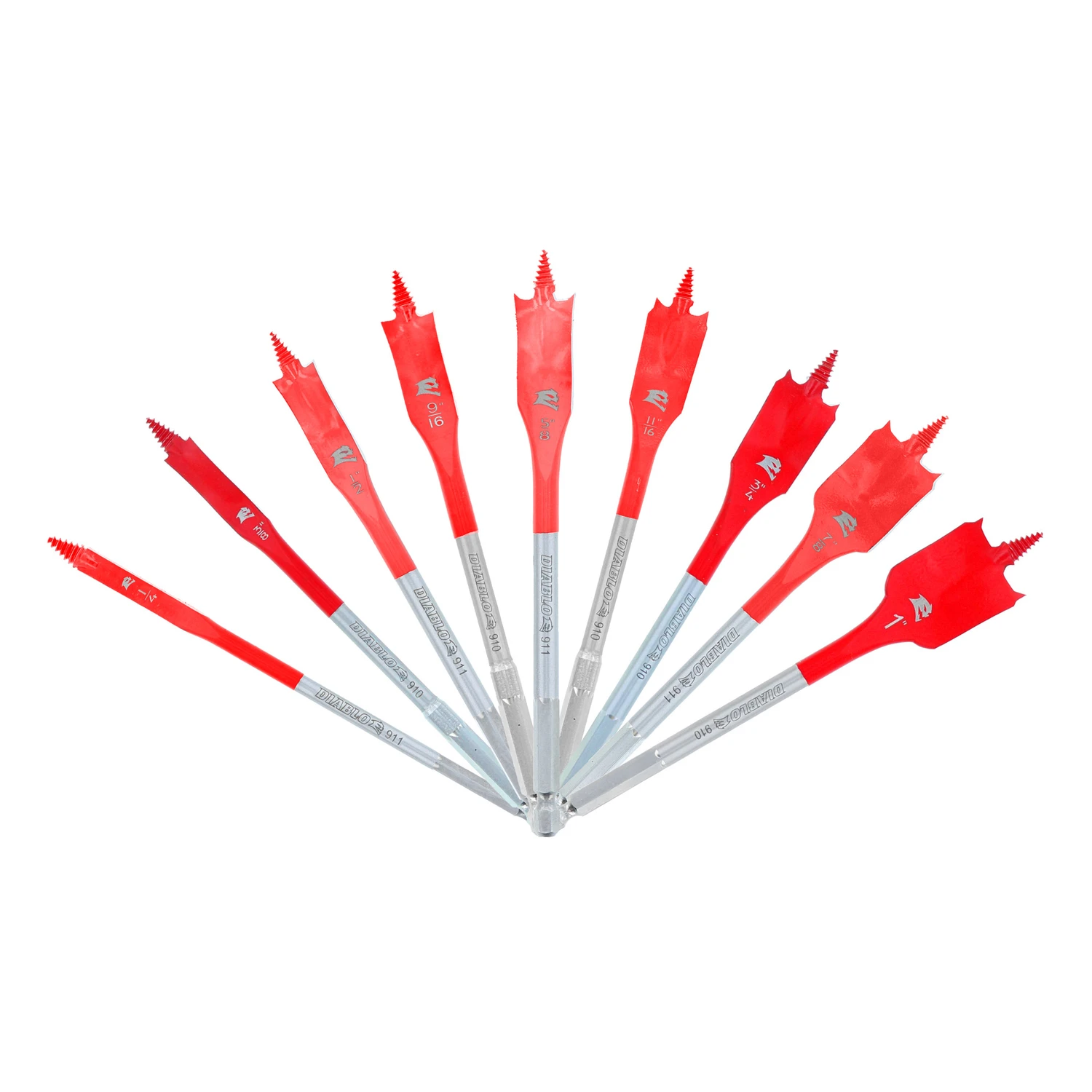 Speedemon 9-piece High Speed Steel Spade Bit Set For Wood Drilling
