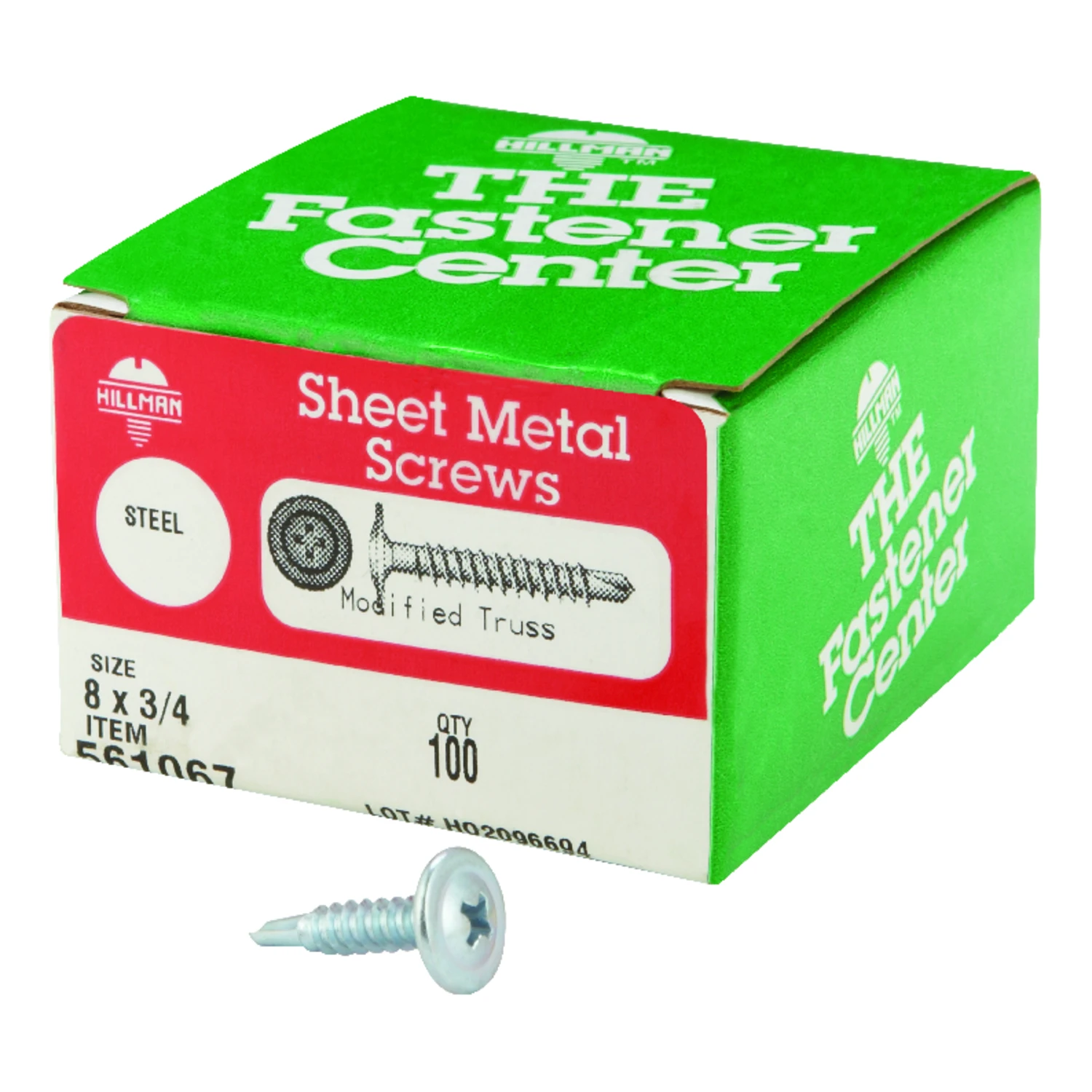 Hillman 8 in. x 3/4 in. L Phillips Truss Head Zinc-Plated Steel Self- Drilling Screws 100 1 p