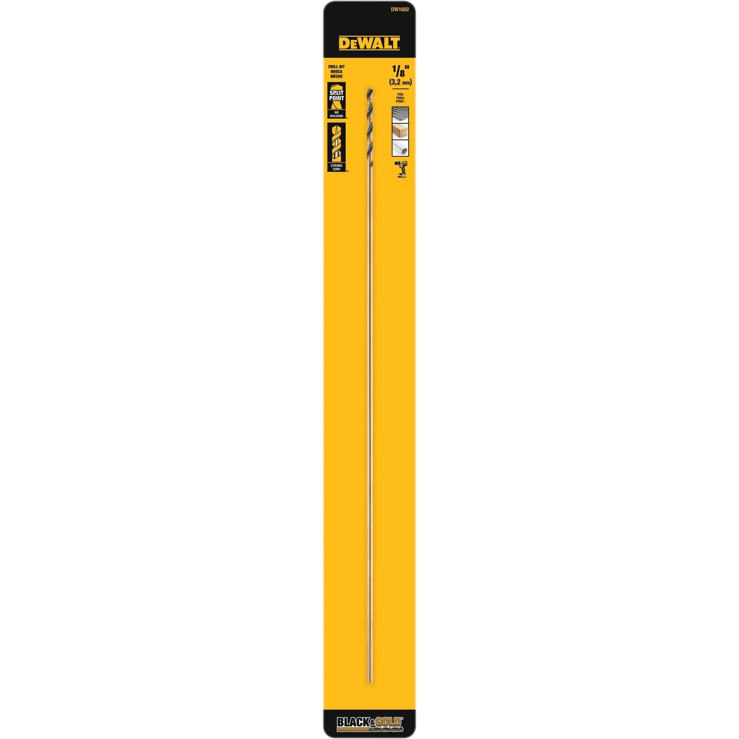 1/8 In. X 12 In. Black & Gold High Speed Steel Drill Bit Dw1602