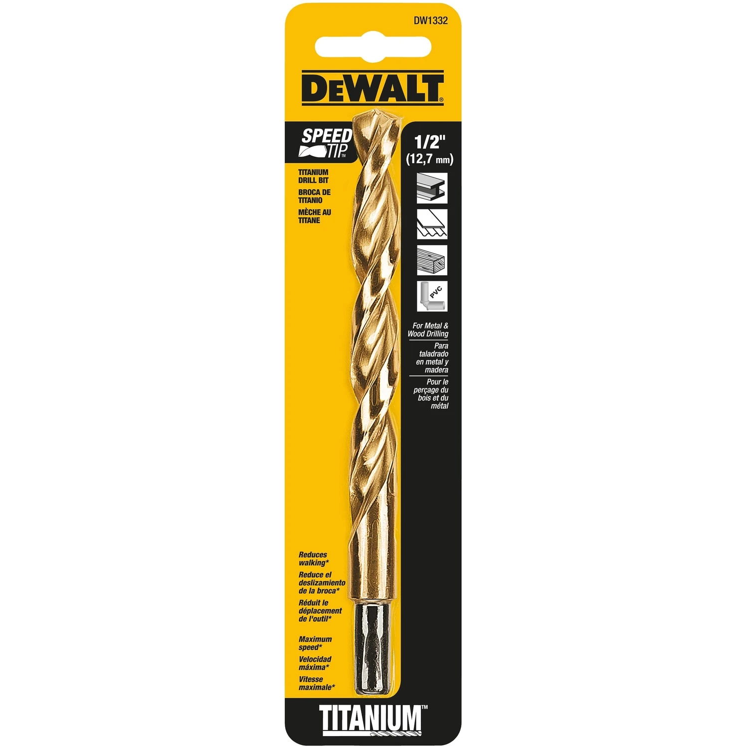 Titanium-Coated Drill Bit, 1/2 Inch Diameter, High Durability and Precision