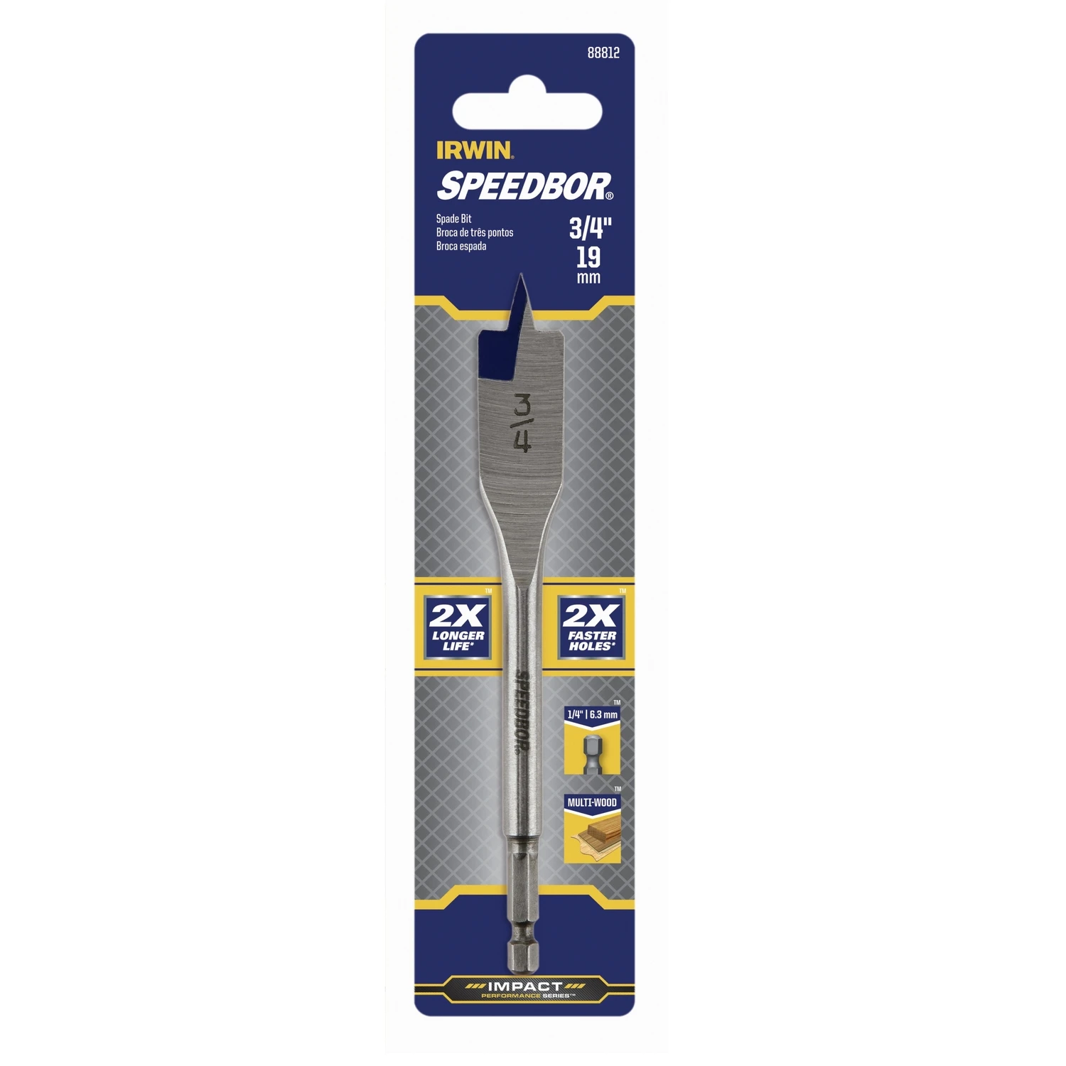 Speedbor 3/4 In. X 6 In. Carbon Steel Spade Bit With Hex Shank