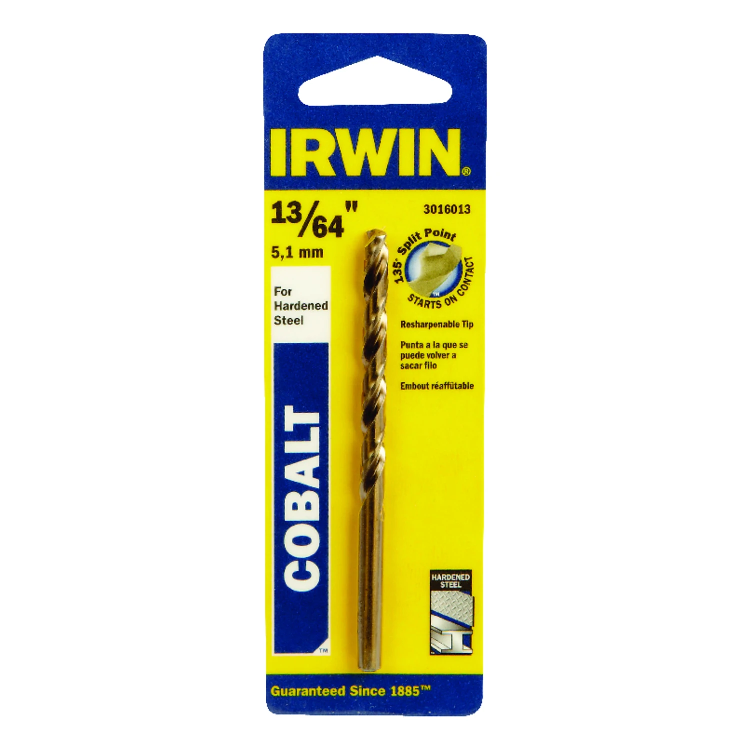 13/64 In. Cobalt Steel Drill Bit - 3-5/8 In. Length, 135 Degree Tip