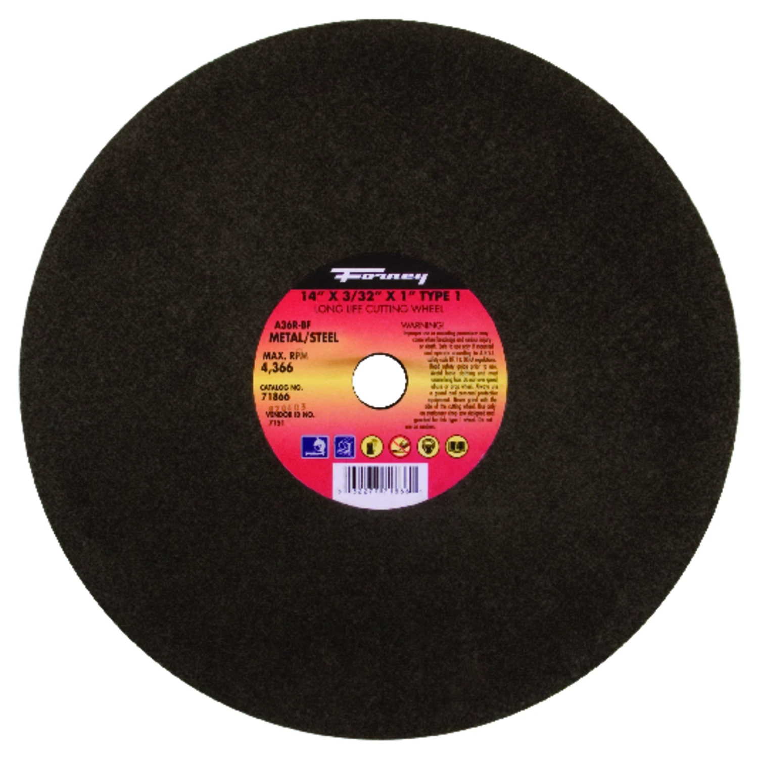 14 In. X 3/32 In. X 1 In. Aluminum Oxide Metal Cutting Wheel