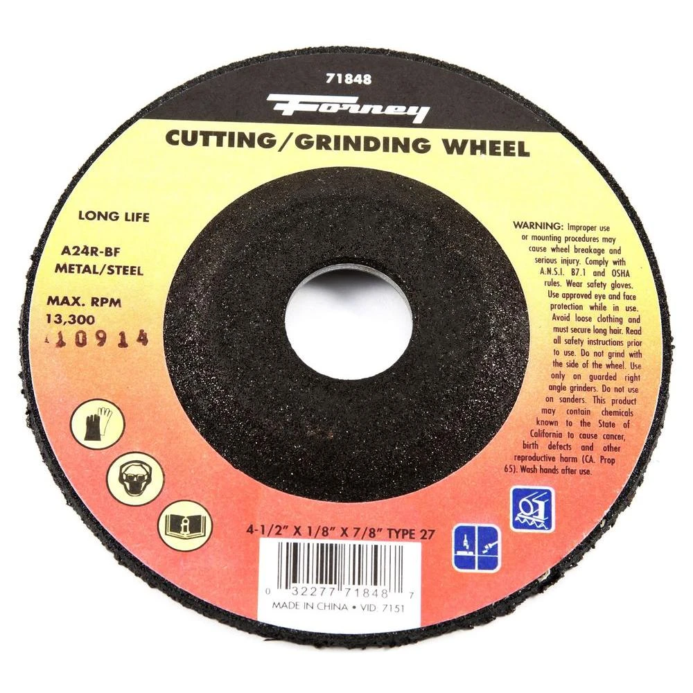 Grinding Wheel Type 27, 4.5 Inch Diameter by 1/8 Inch Thickness