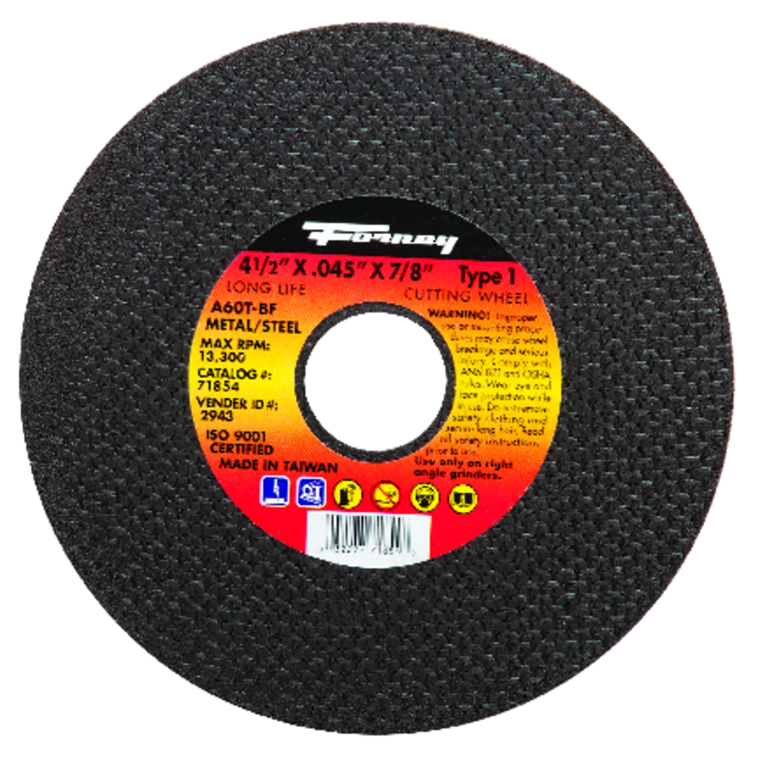 Type 1 4-1/2 In. X 0.045 In. X 7/8 In. Aluminum Oxide Metal Cut-off Wheel