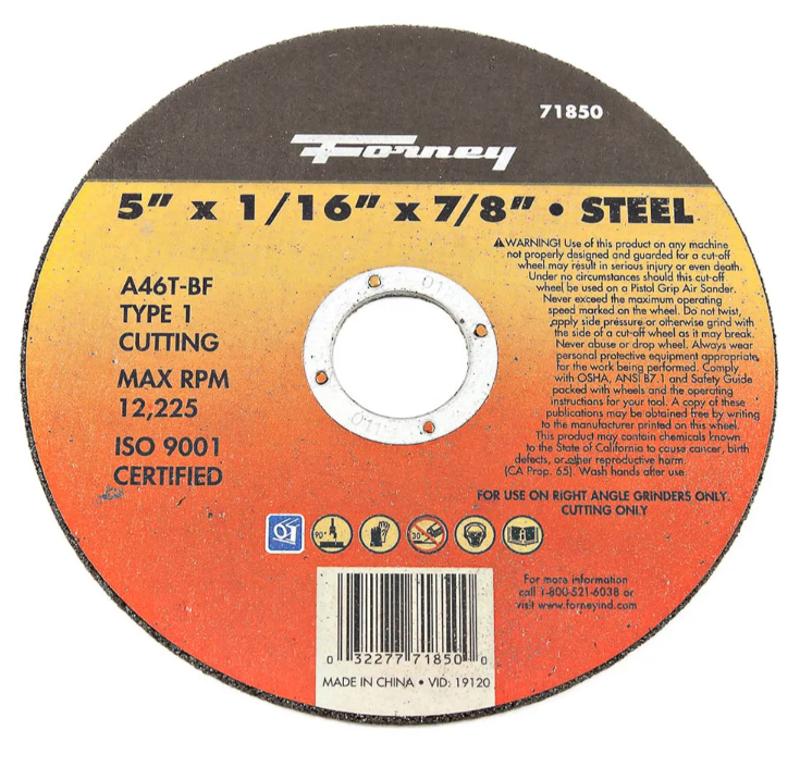 Type 1 5 In. X 1/16 In. X 7/8 In. Aluminum Oxide Metal Cut-off Wheel