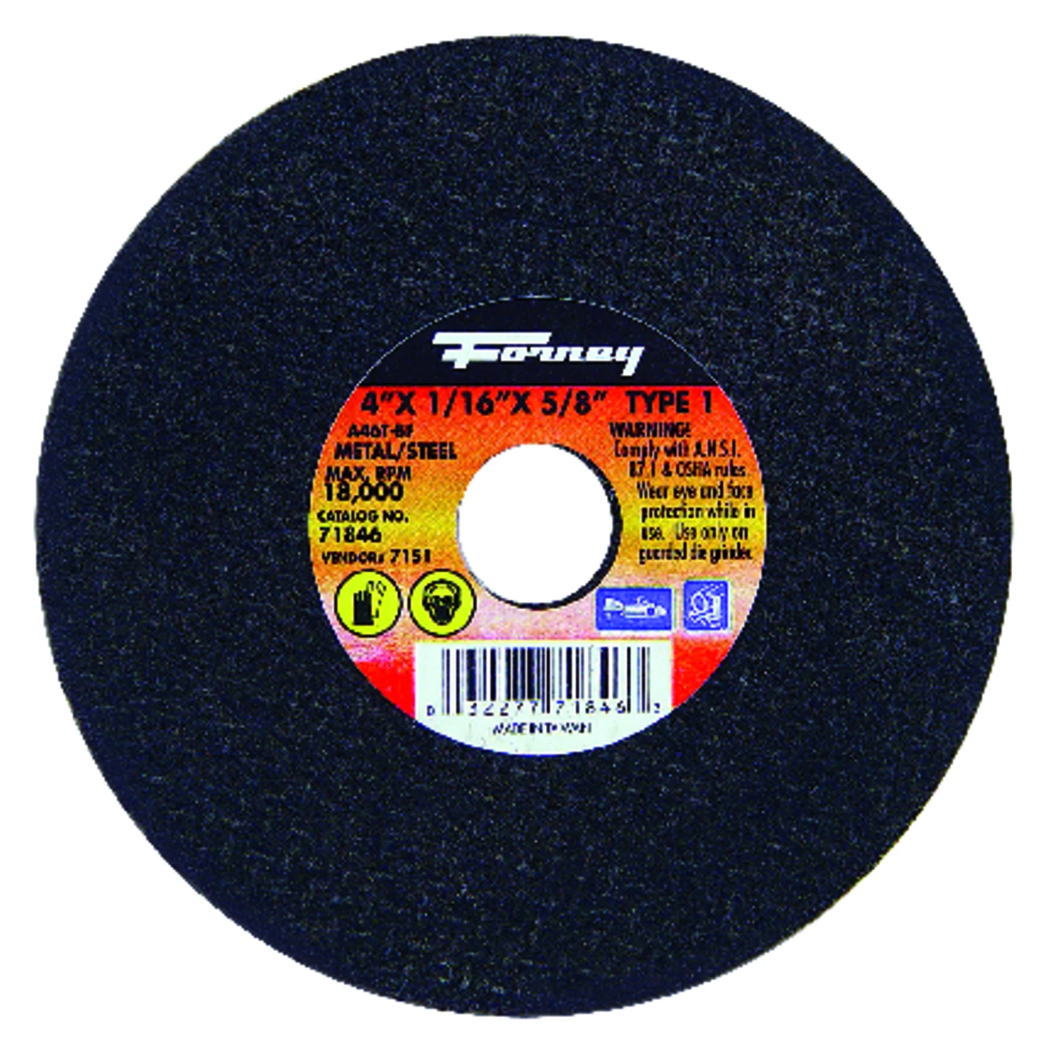 Type 1 Cutting Wheel, 4 Inch Diameter by 1/16 Inch Thickness