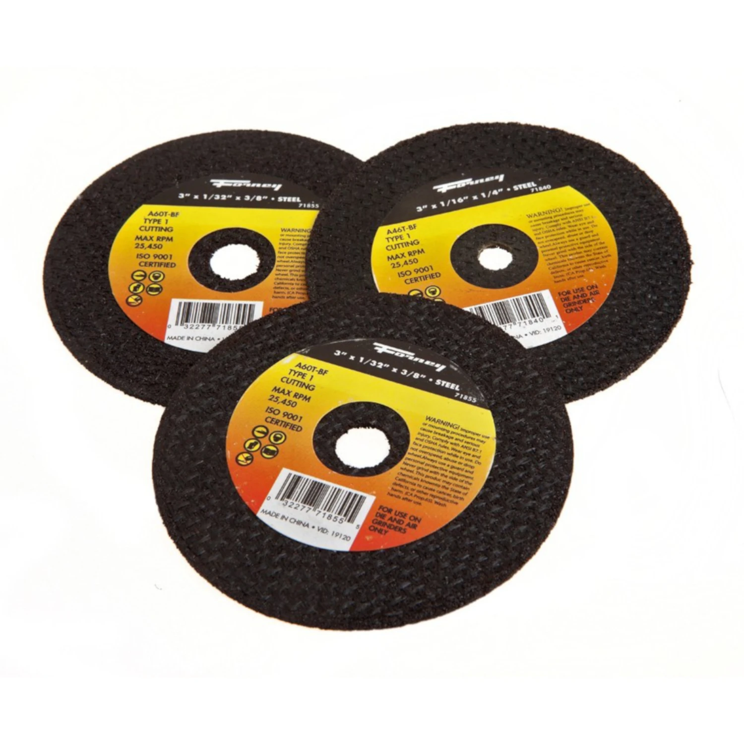 Forney 3 in. Dia. x 7/8 in. Aluminum Oxide Cut-Off Wheel Kit 1 pc.