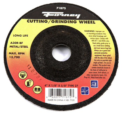 Type 27 4 In. X 1/8 In. X 5/8 In. Metal Grinding Wheel