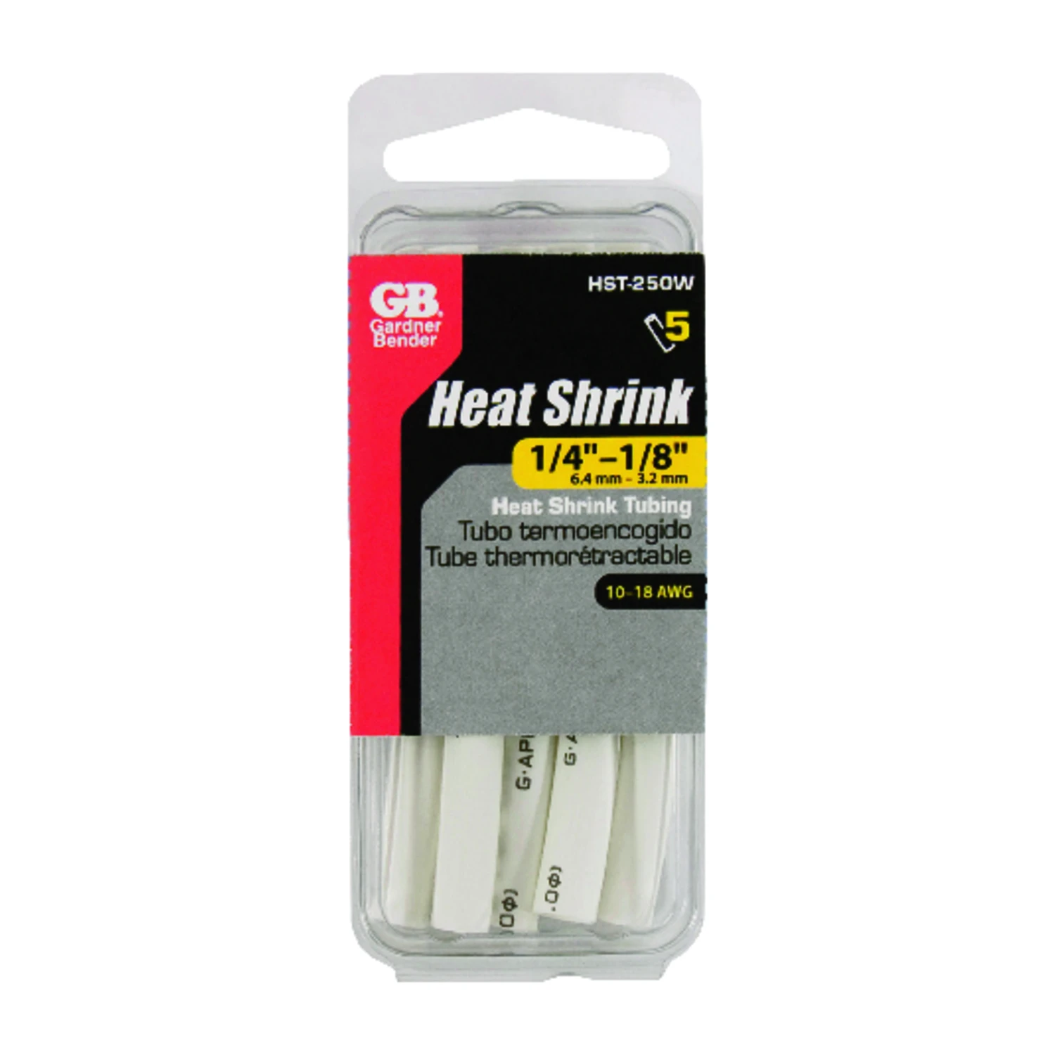 Heat Shrink Tubing, 1/4-1/8 x 4-In., White