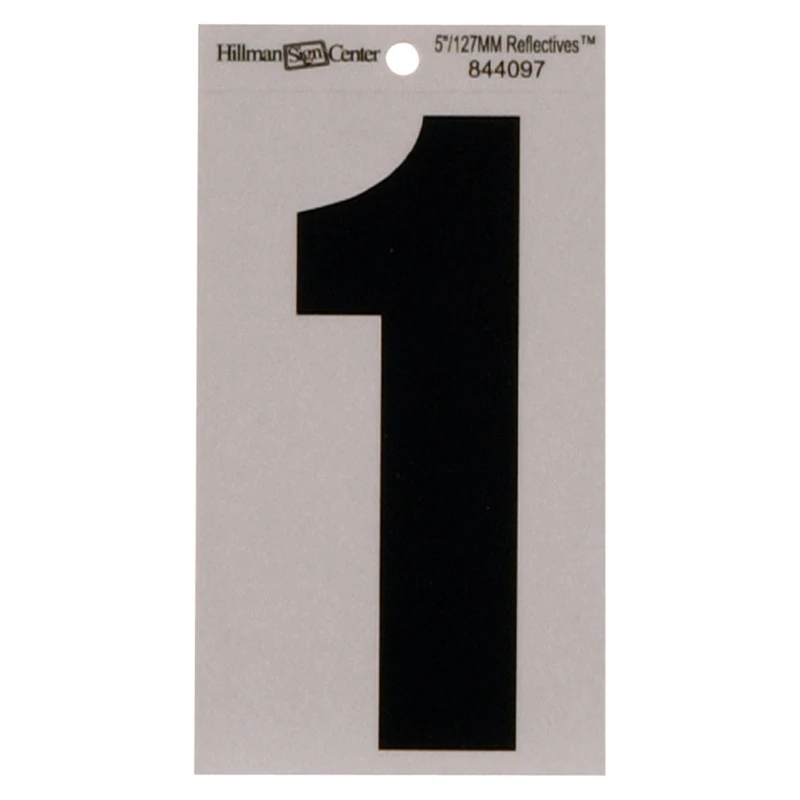 5-inch Reflective Black Vinyl Self-adhesive Number 1