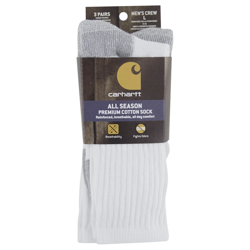 Carhartt Men's All Season L Crew Socks White