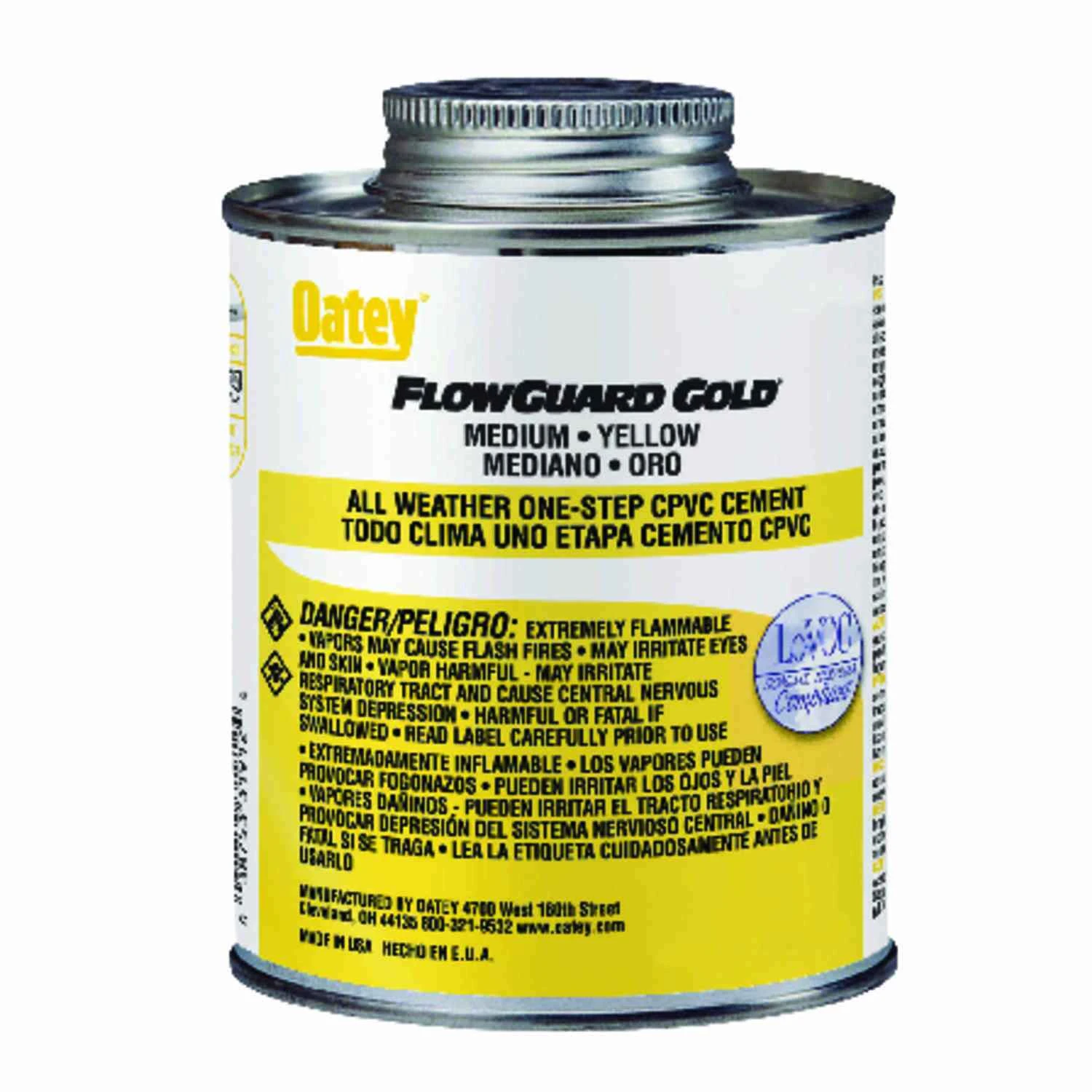 Flowguard Gold CPVC Yellow Pipe Cement, 8 Ounce Bottle for Plumbing