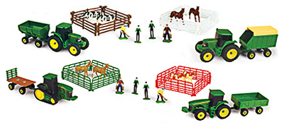 John Deere 10 Piece Farm Toy Set, Model 37657a, Assorted Colors