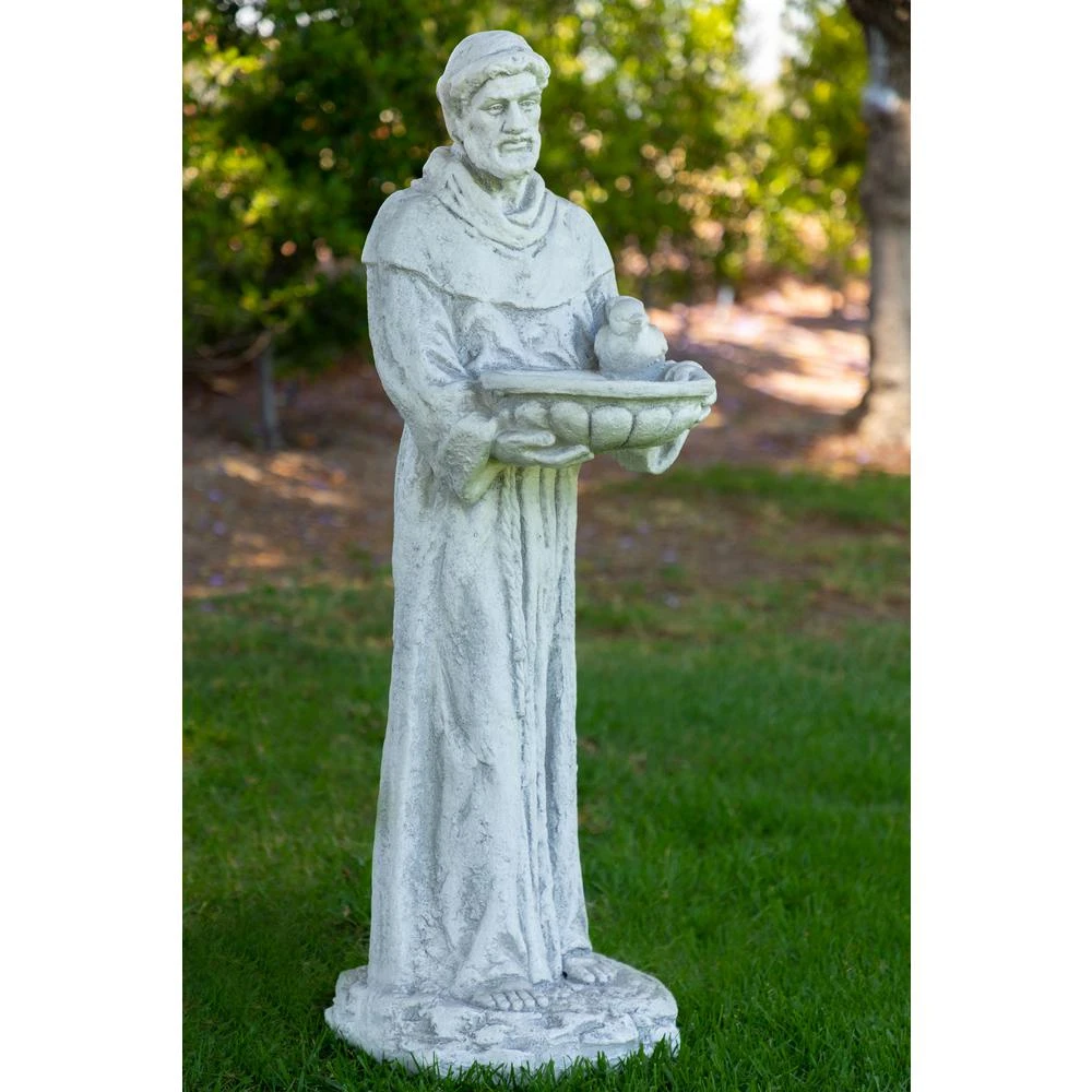 44 In. Alpine St. Francis Bird Bath Statue - Model Qfc106 For Lawn And Garden