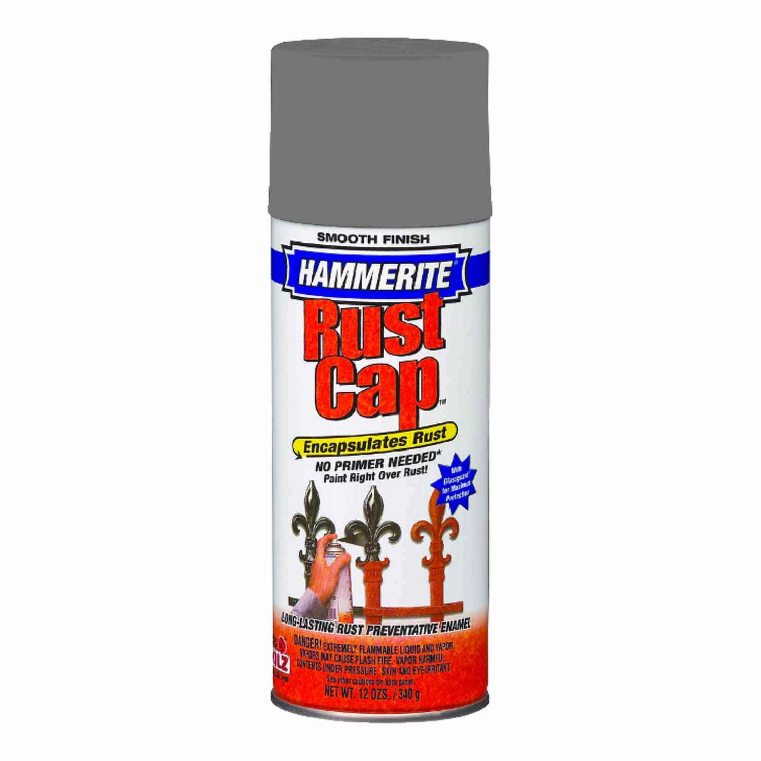 Rust Cap Smooth Gray Enamel Finish Spray 12 Oz, Model 42245, Pack Of 6
