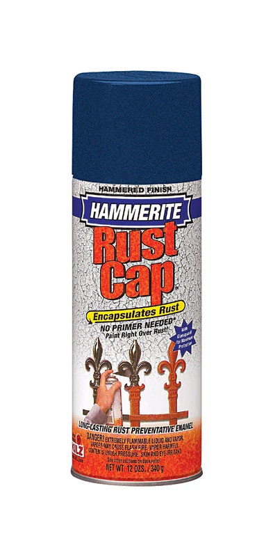 Rust Cap Hammered Dark Blue Enamel Spray Paint 12 Oz - Pack Of 6