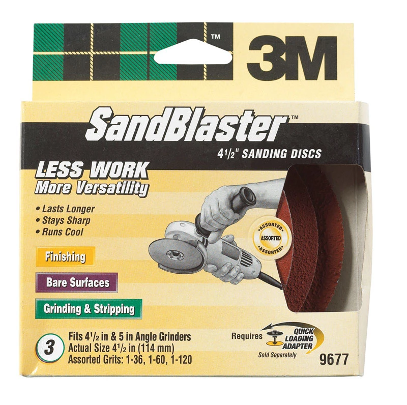 3M SandBlaster 4.5 in. Bolt-On Ceramic Blend Sanding Disc 3 pk