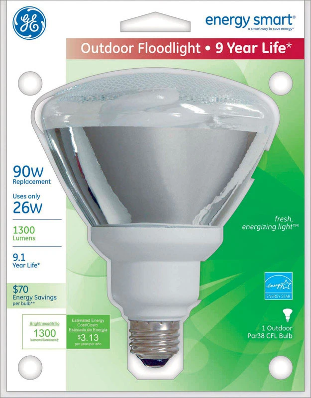 GE Lighting Energy Smart 26 watts PAR38 5.9 in. L CFL Bulb Soft White Floodlight 2700 K 1 pk