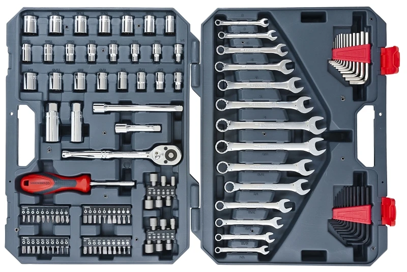 128-piece Mechanics Tool Set With 3/8 Inch Drive And Sae/metric Sizes