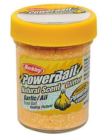 Powerbait Natural Scent Glitter Trout Bait - Garlic Yellow 1.75 Oz.