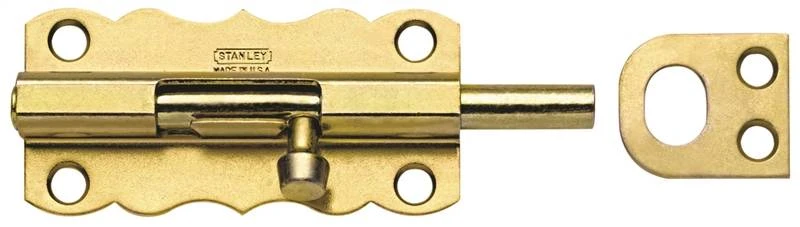 4 Inch Decorative Barrel Bolt, Model 757130, Steel With Brass Finish