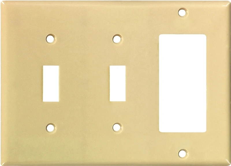 2173v-box 3 Gang 2 Toggle And Decorator Wall Plate - Ivory Finish