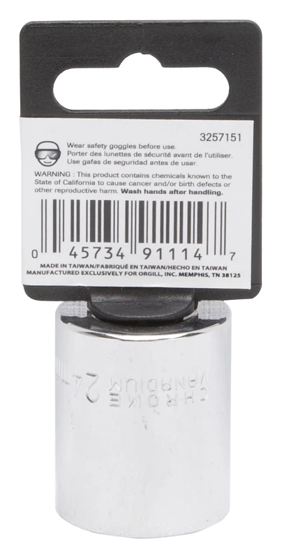 1/2 Drive Standard Socket 24mm 12 Point Chrome Vanadium Steel
