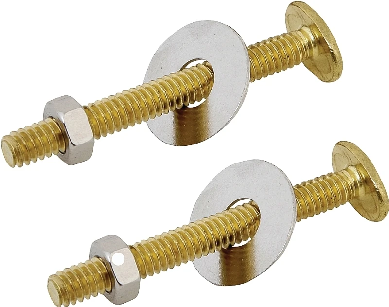 Brass Closet Bolt Set 1/4 Inch X 2-1/4 Inch With Washers And Nuts