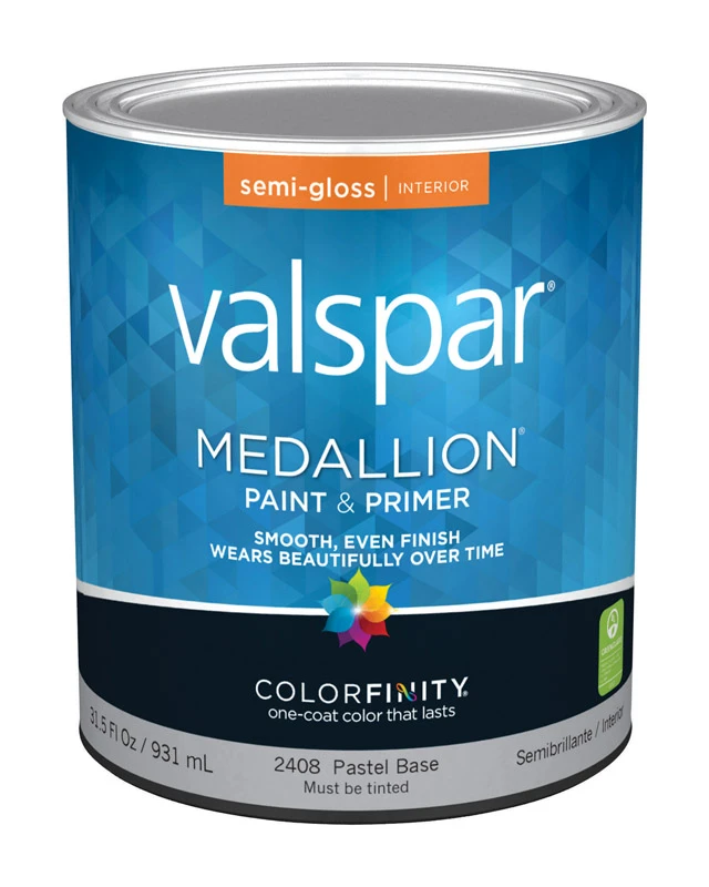Medallion 100% Acrylic Semi-gloss Interior Paint & Primer, Pastel Base, 1 Quart