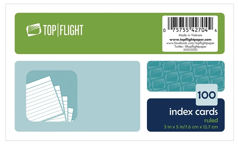 4630712 Ruled Index Cards, 3 X 5 In, White, 100 Cards Per Pack