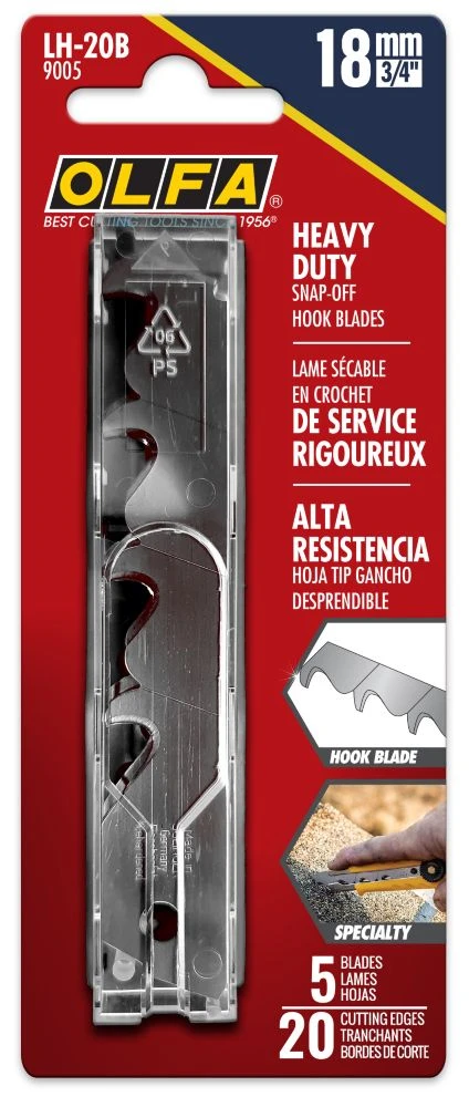9005us Lh-20b 18mm Heavy-duty Snap-off Hook Blades, 5-pack, Carbon Steel