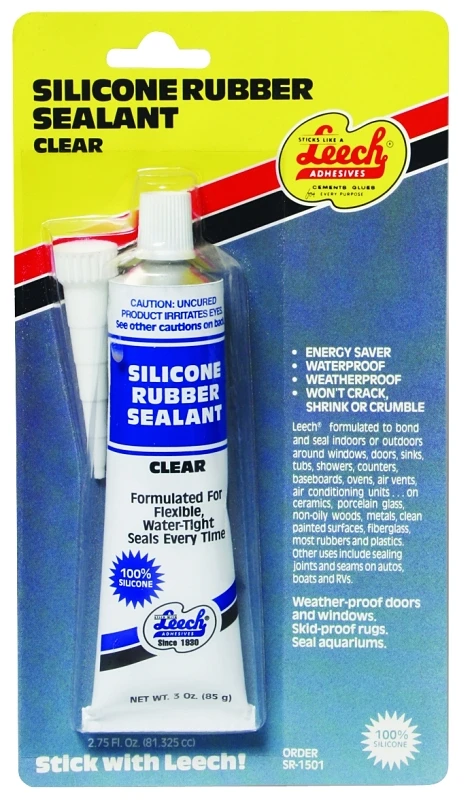 Leech Sr-1501 Clear Rtv Silicone Rubber Sealant, 3 Ounce Tube For Interior And Exterior Use