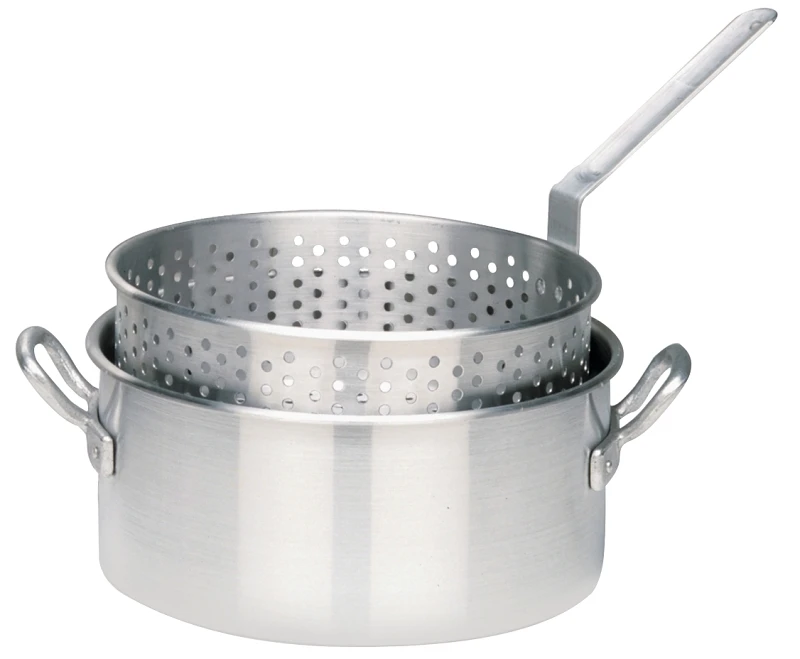 10 Qt Aluminum Outdoor Fryer Pot With Basket, Model 4010, 12 In. Diameter