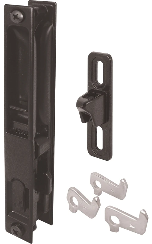 Keyed Sliding Door Flush Handle Set, Diecast Black,