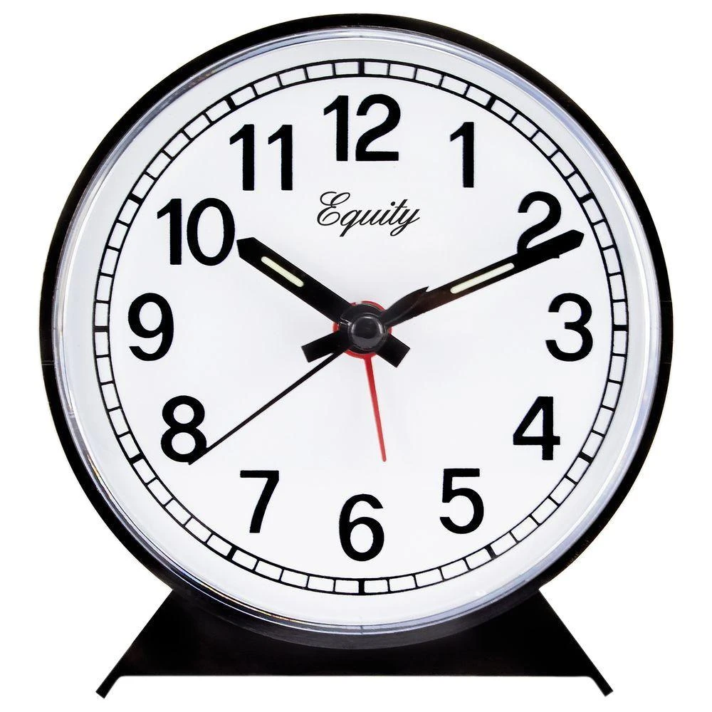 Equity By La Crosse 4 In. Round Keywind Analog Alarm Clock, Model 14075, Black