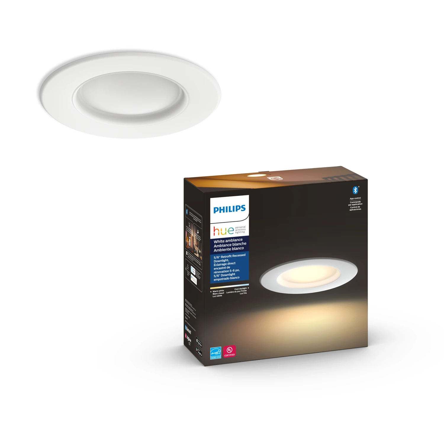 Philips Hue White Ambiance 5/6 In. Led Smart Retrofit Downlight Kit 10w, Model 5996411u5