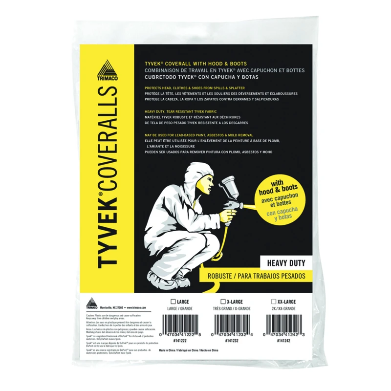 Dupont Tyvek Coverall with Hood and Boots White XL 1 pk