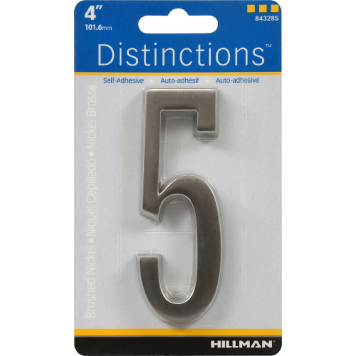 Distinctions 4 In. Silver Zinc Die-cast Self-adhesive Number 5