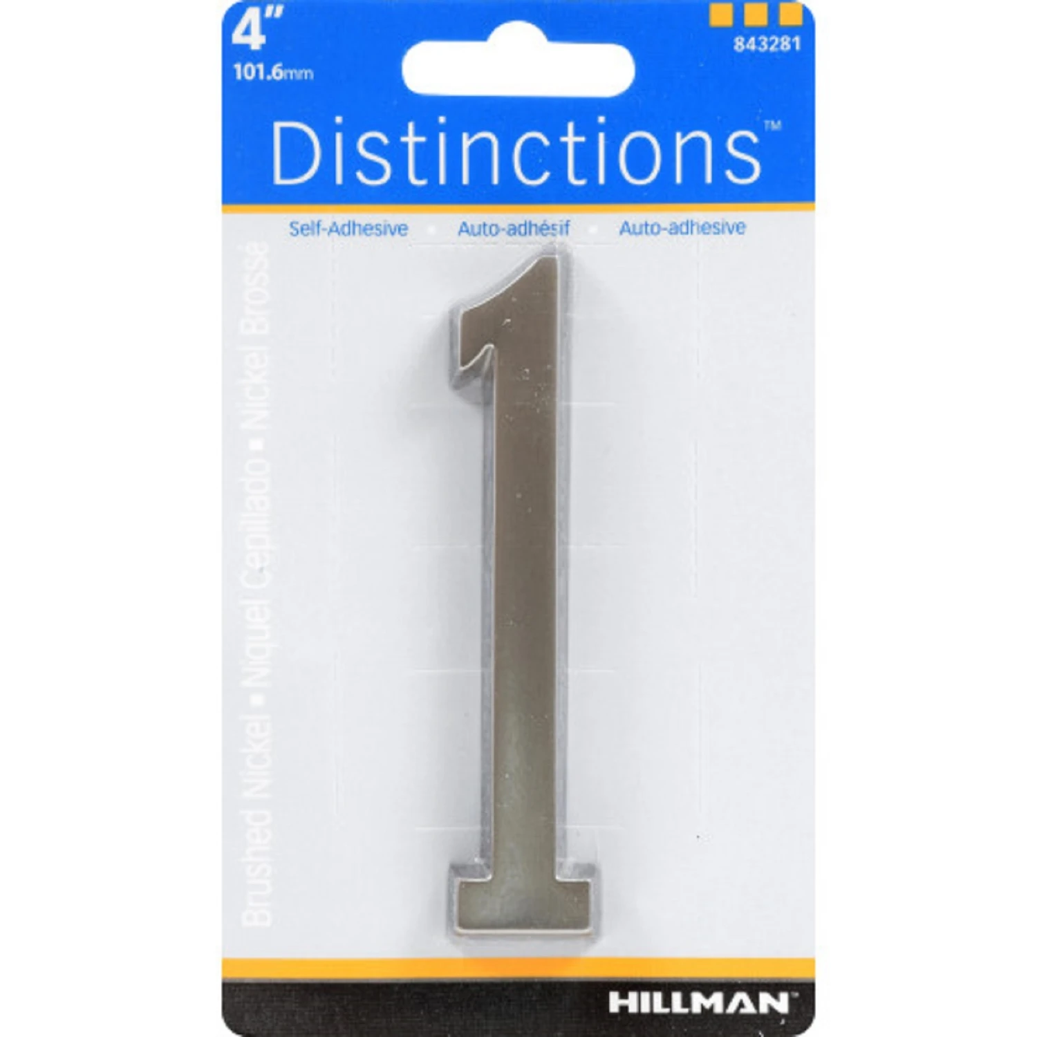 Distinctions 4 In. Silver Zinc Die-cast Self-adhesive Number 1