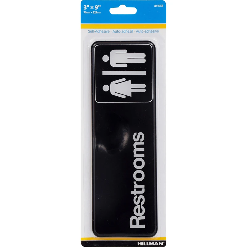 Unisex Restroom Sign, 3 Inch by 9 Inch, Durable Wall Mount