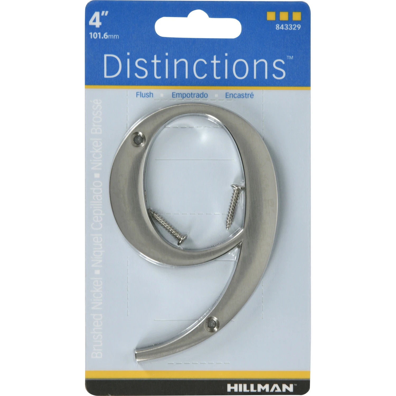 Distinctions 4 In. Silver Zinc Die-cast Screw-on Number 9