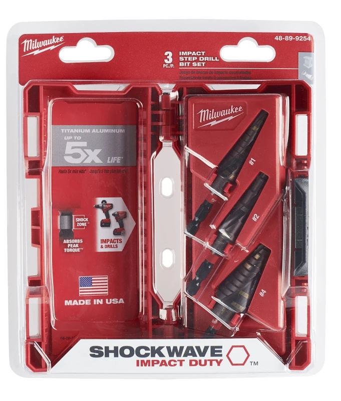 Shockwave Impact Duty 3-piece Titanium Step Drill Bit Set #1 #2 #4