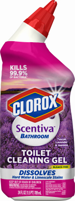 Clorox Scentiva Manual Toilet Bowl Cleaner - Disinfecting Cleaning Gel -Tuscan Lavender (Purple) Jasmine - 24 Ounce (31786)
