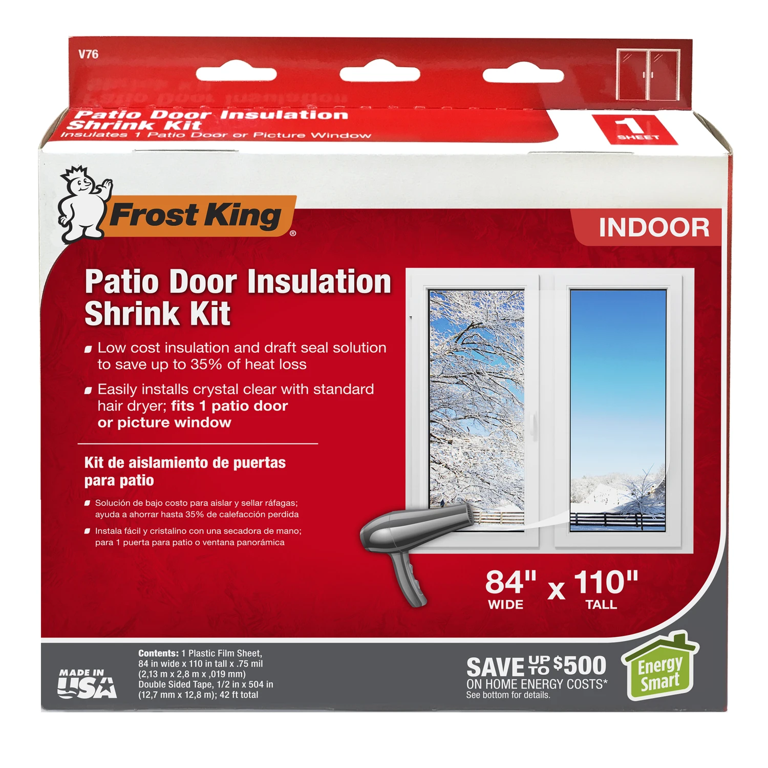 Insulation Kit for Patio Door or Large Window, 84 x 110 In.