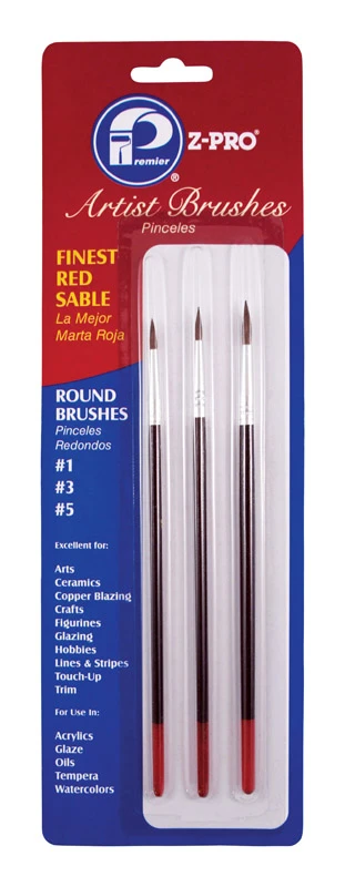 3-Pc. Round Craft Paint Brush Set