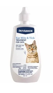 Ear Mite and Tick Treatment for Cats, 3 Ounce Bottle