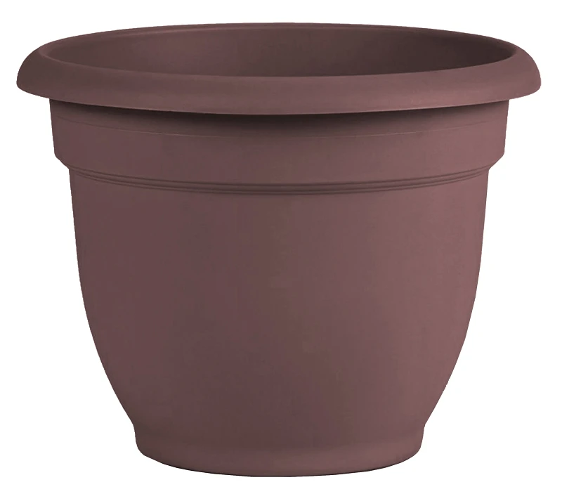 Ariana Self Watering Planter, Plastic Construction, Merlot Color, 12 Inch Diameter