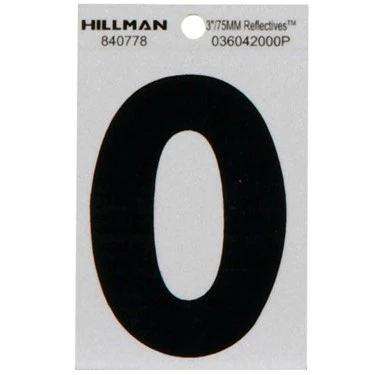 3-inch Black And Silver Vinyl House Address Number 0