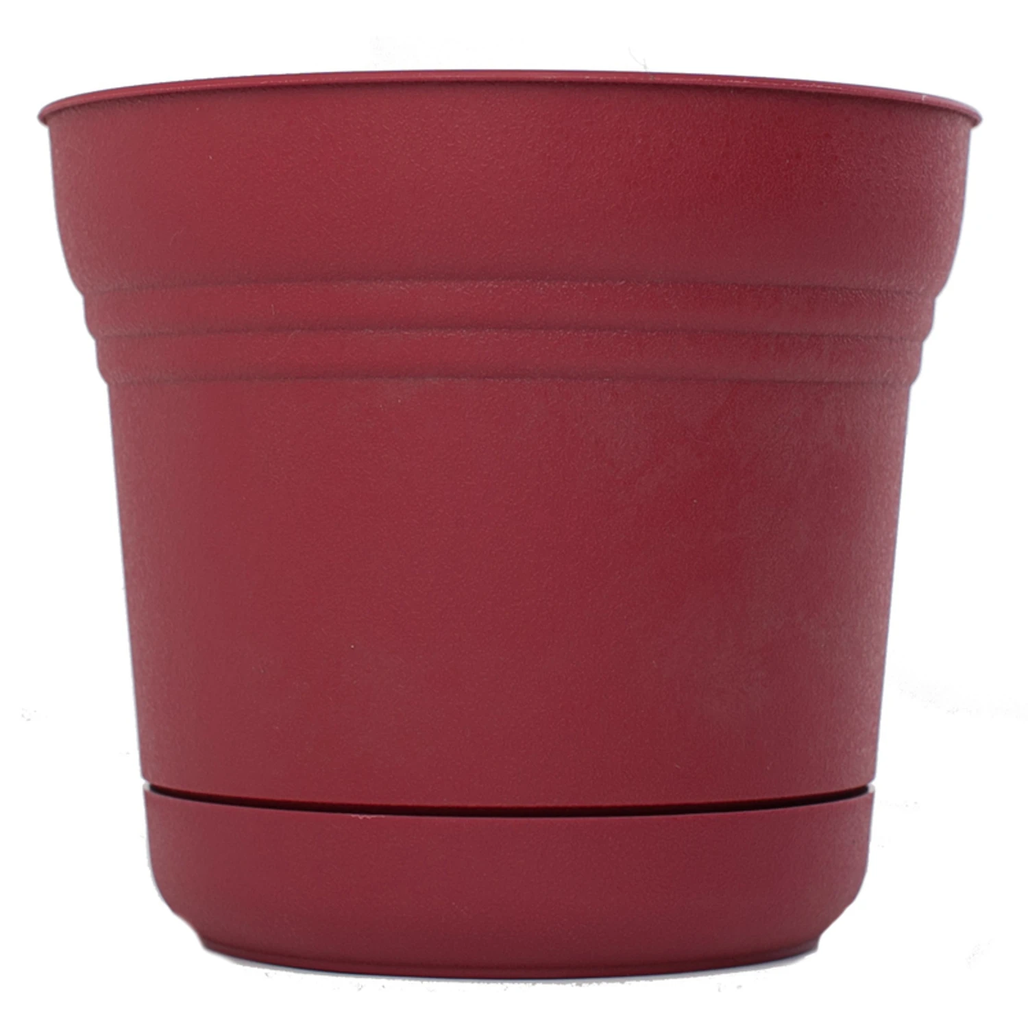 Saturn 10.8 In. H X 12 In. D Plastic Planter With Saucer - Burnt Red
